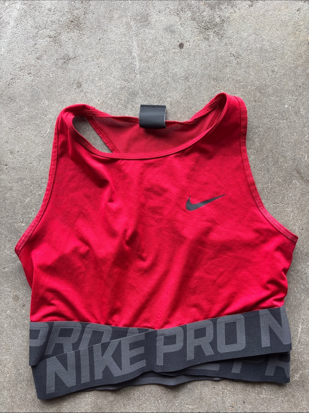 Nike Red Crop Sports Bra with Black Logo Band